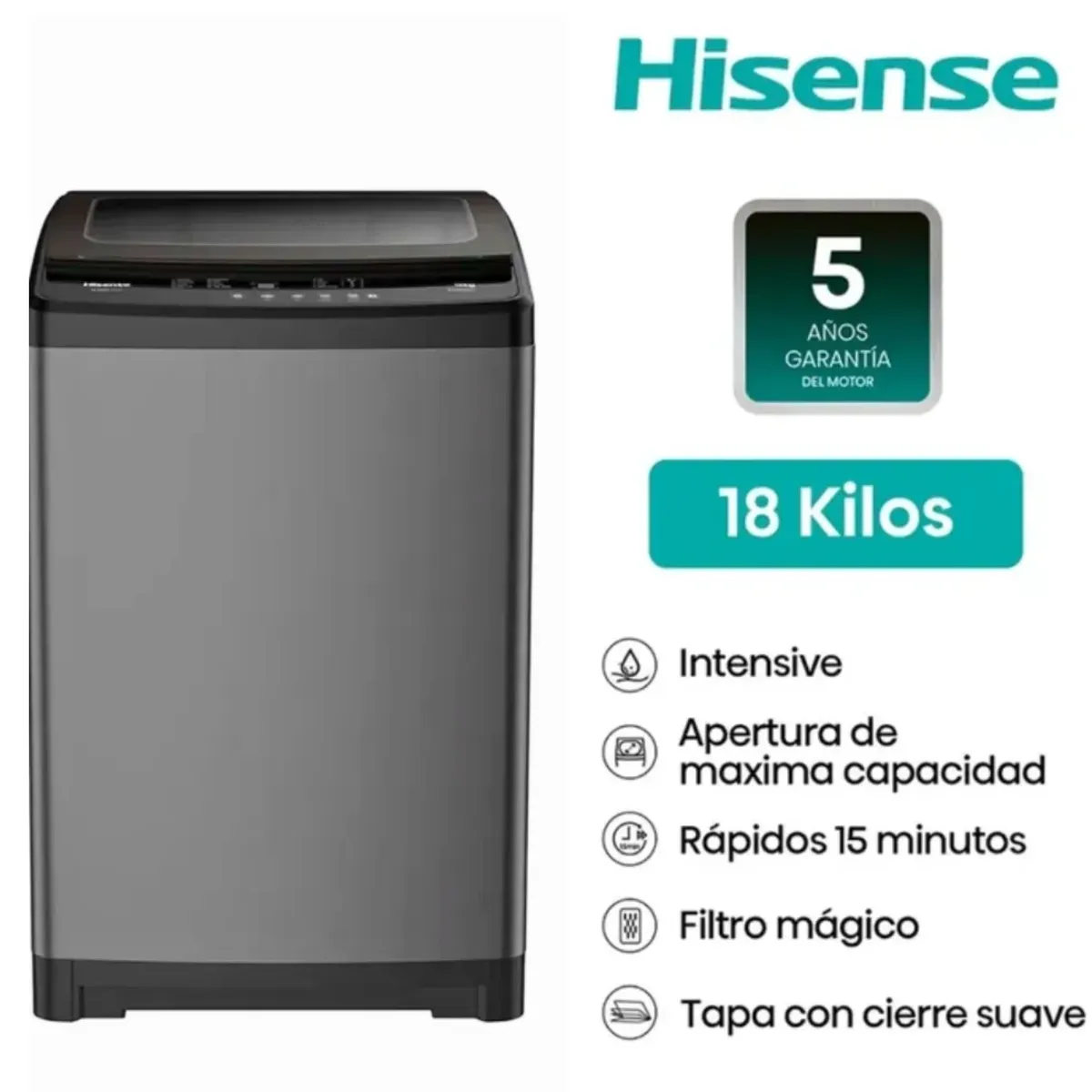 HISENSE - Lavadora Carga Superior 18Kg WT3W1823UT
