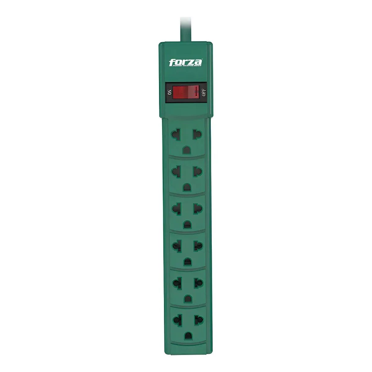 REGLETA DE 6 TOMAS VERDE 2200W 110/220V PS-001G FORZA, marca FORZA - Foto Principal