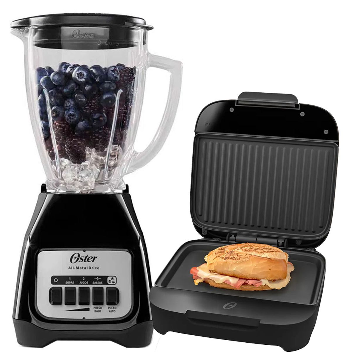 OSTER - Licuadora Oster BLSTKAGBPB 1.5 Litros mas Sandwichera Placas hondas