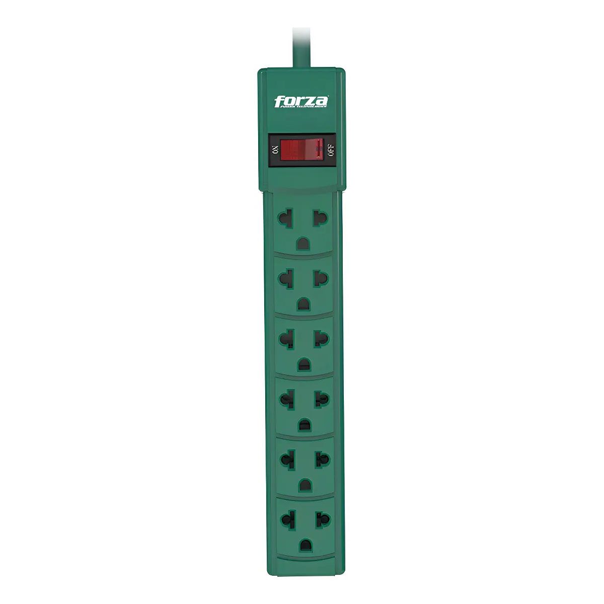 REGLETA FORZA PS-001G DE 6 TOMAS 2200W 110/220V COLOR VERDE, marca FORZA - Foto Principal