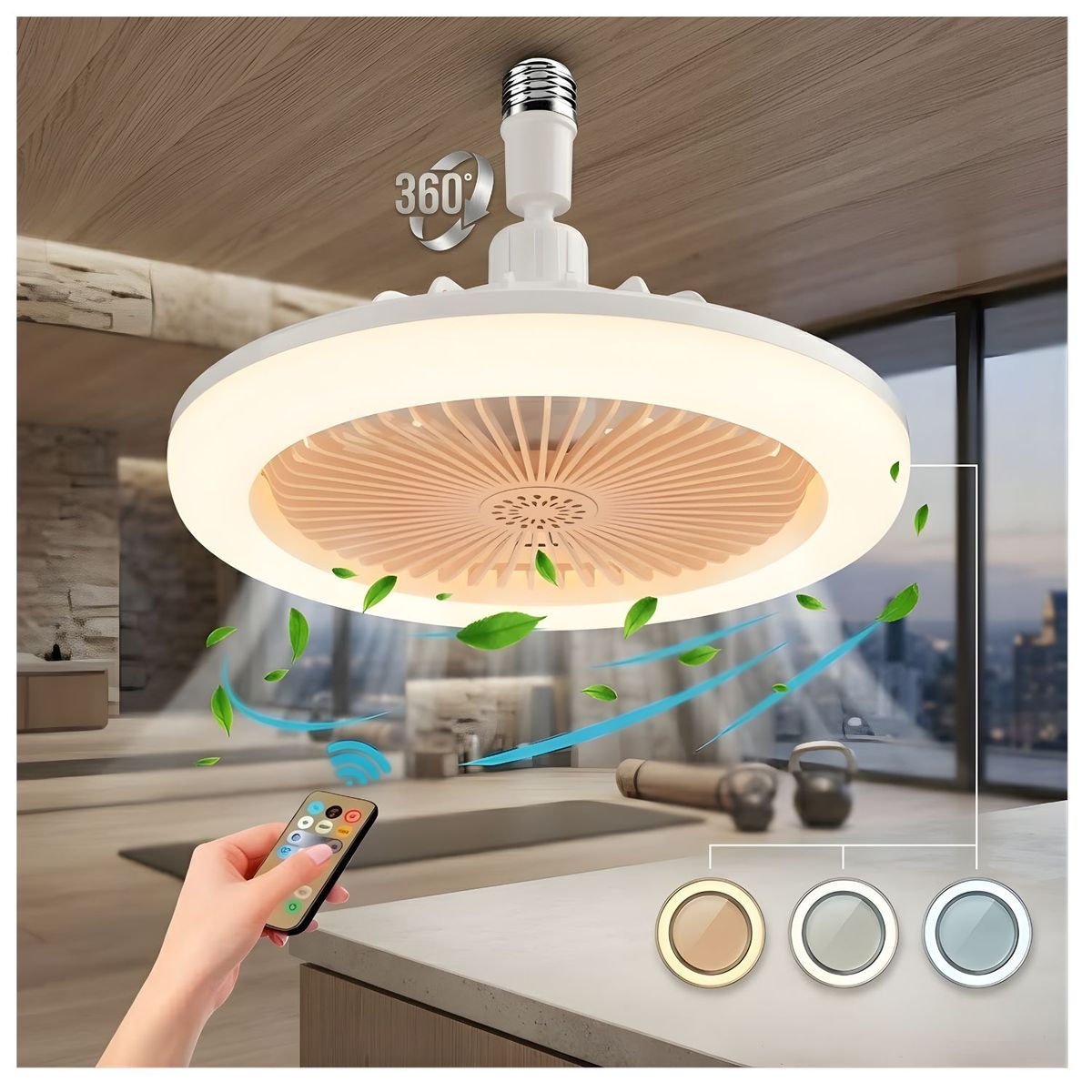 OEM - FOCO VENTILADOR DE TECHO REGULABLE CON CONTROL FACIL DE USAR