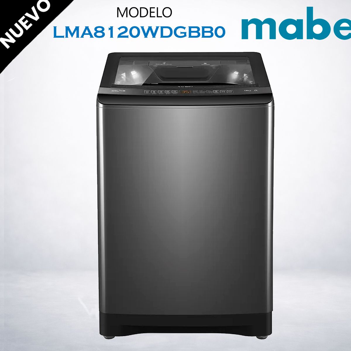 MABE - Lavadora Mabe 18KG Direct Motion Automática LMA8120WDGBB0 Diamond Gray