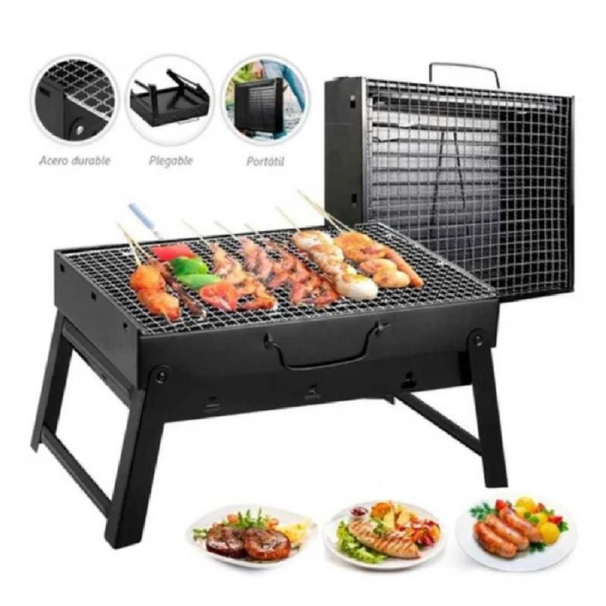 GENERICO - Mini Parrilla BBQ Portátil Plegable a Carbón de Mesa para Camping