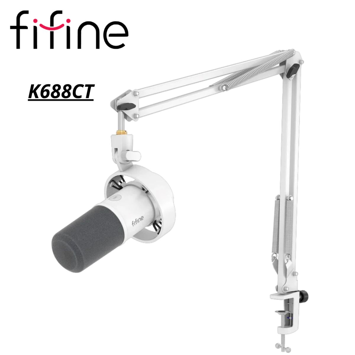 FIFINE - Micrófono Fifine K688CT WHITE Dinámico con Brazo