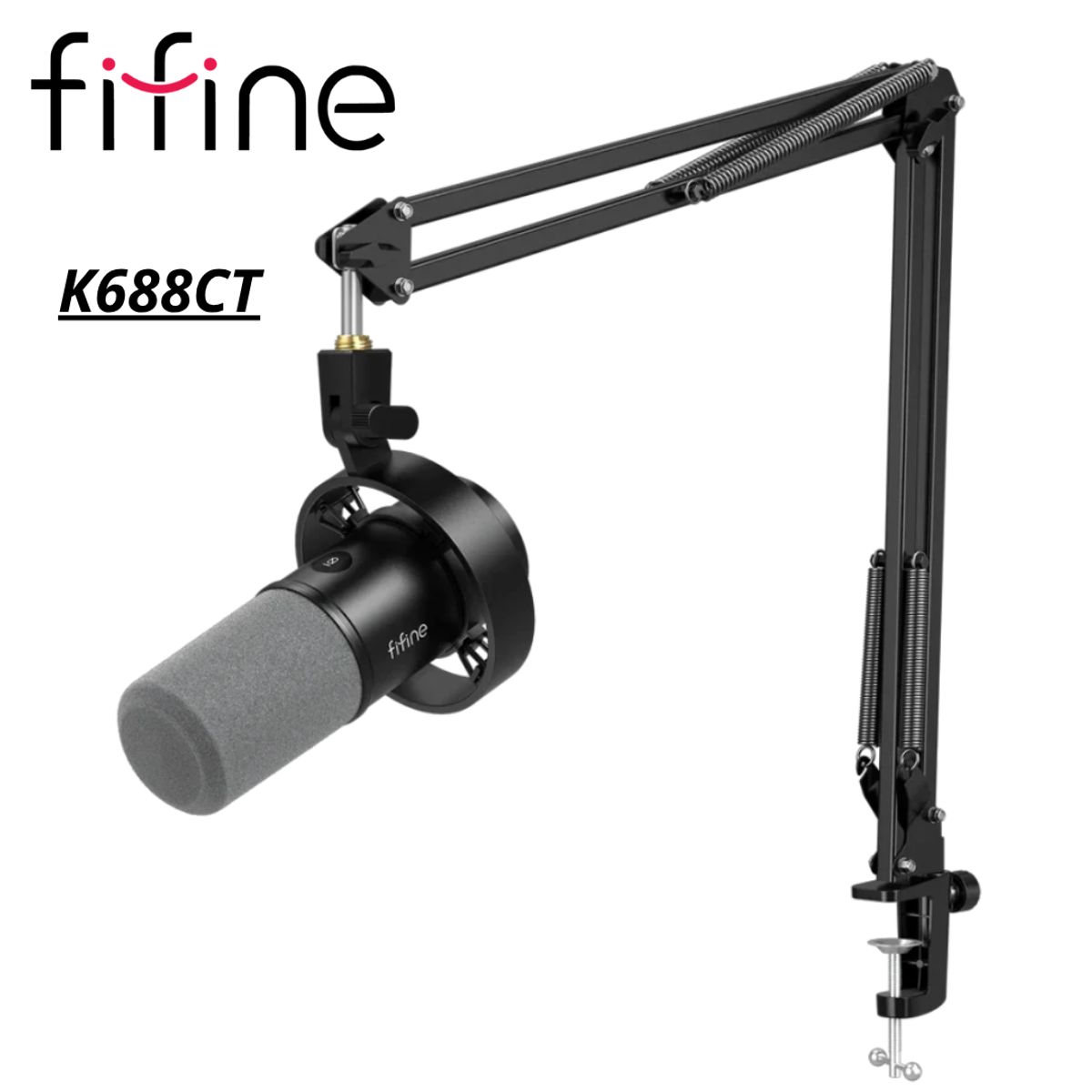 FIFINE - Micrófono Fifine K688CT BLACK Dinámico con Brazo