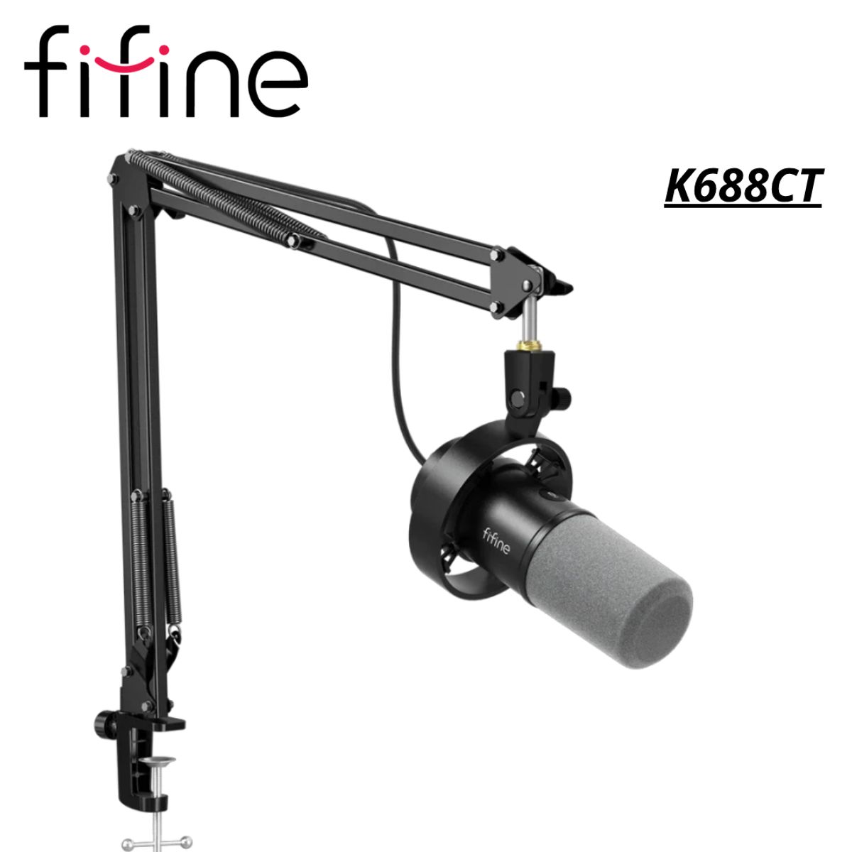 FIFINE - Micrófono Fifine K688CT BLACK Dinámico con Brazo