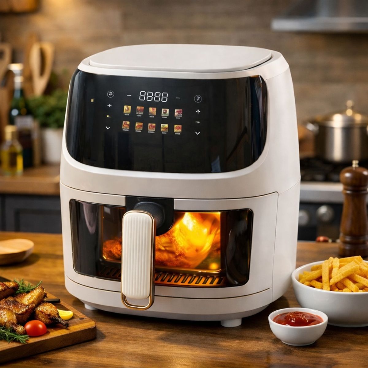 GENERICO - Freidora De Aire 8L Digital Touch 1400W Con Ventana Y Luz