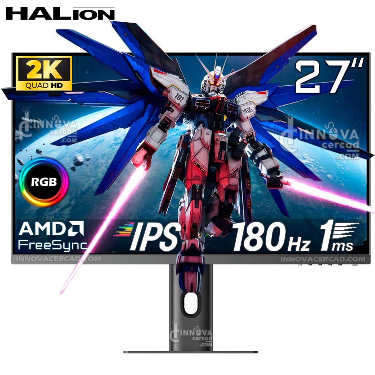 HALION - Monitor Gamer HALION 27 IPS, 180HZ, 1ms, 2K,QHD 2560 x 1440 FreeSync Pivot