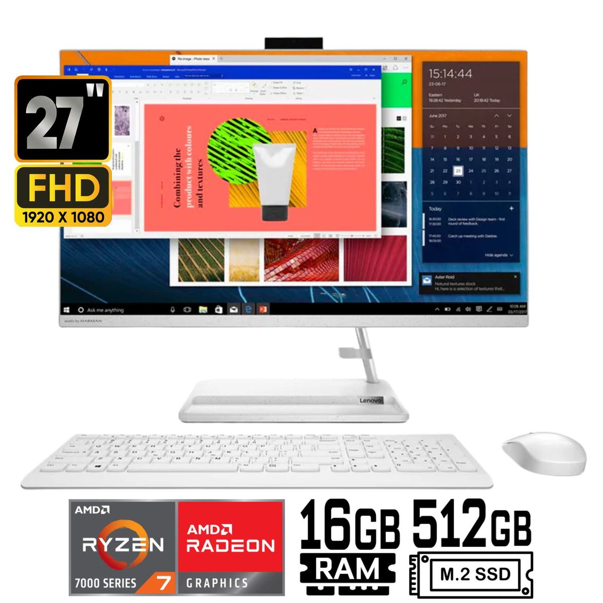 LENOVO - All in One Lenovo IdeaCentre 3  27" FHD Ryzen 7 7730U Ram16GB  SSD 512GB Windows 11