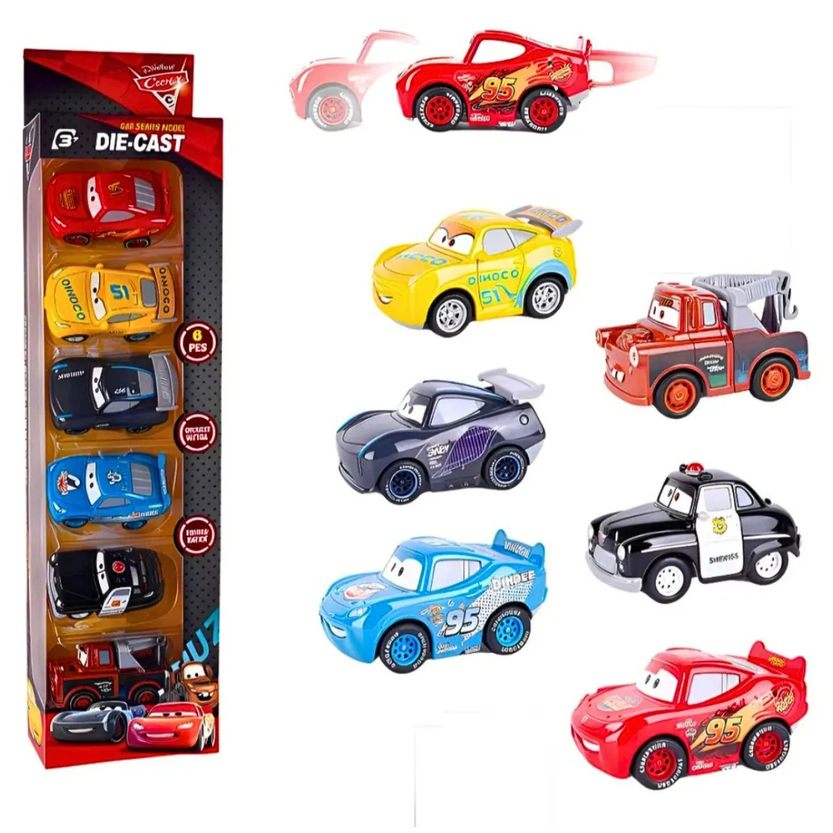 GENERICO - Pack 6 Carros Cars Rayo Mcqueen Fricción Metal Juguete Niños