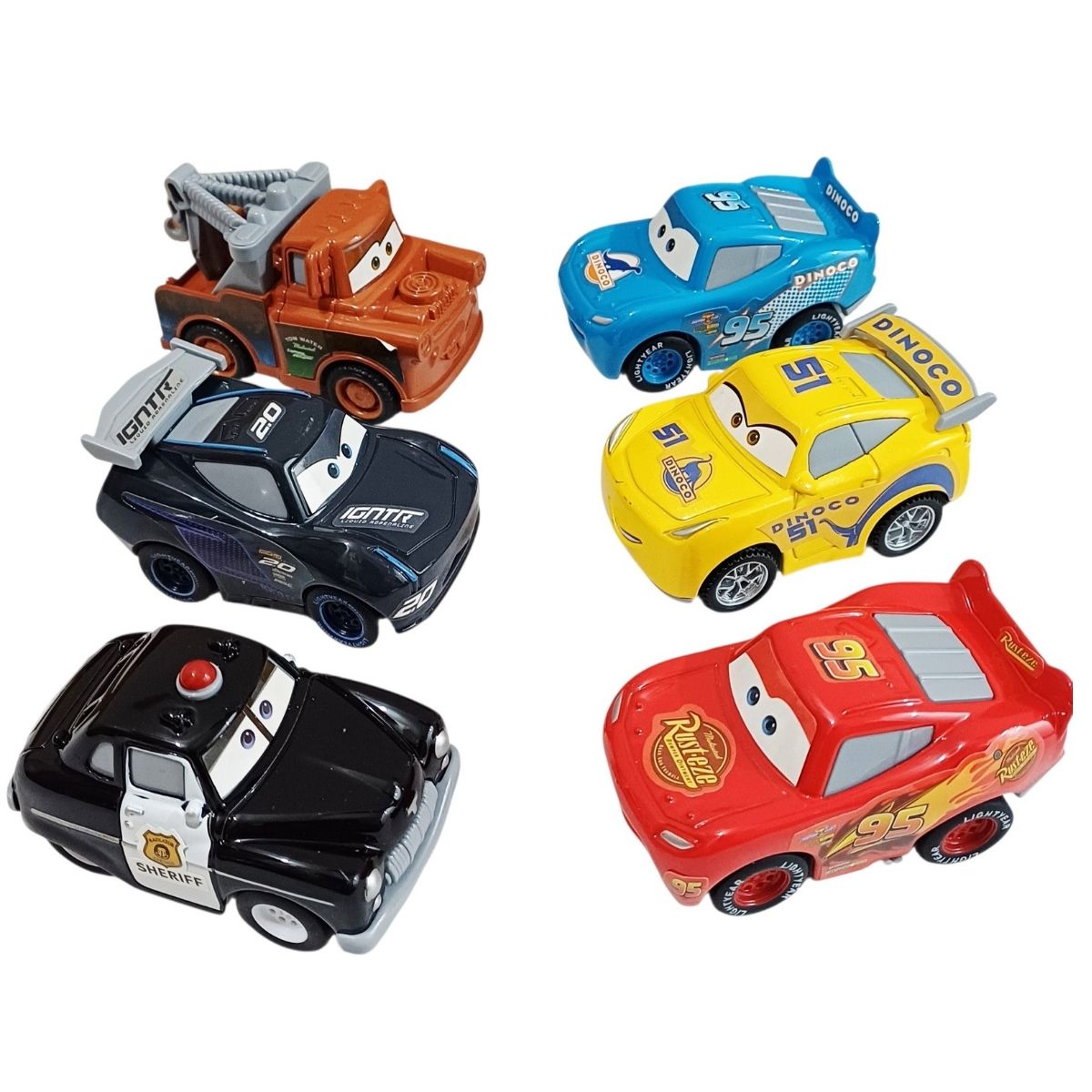 GENERICO - Pack 6 Carros Cars Rayo Mcqueen Fricción Metal Juguete Niños