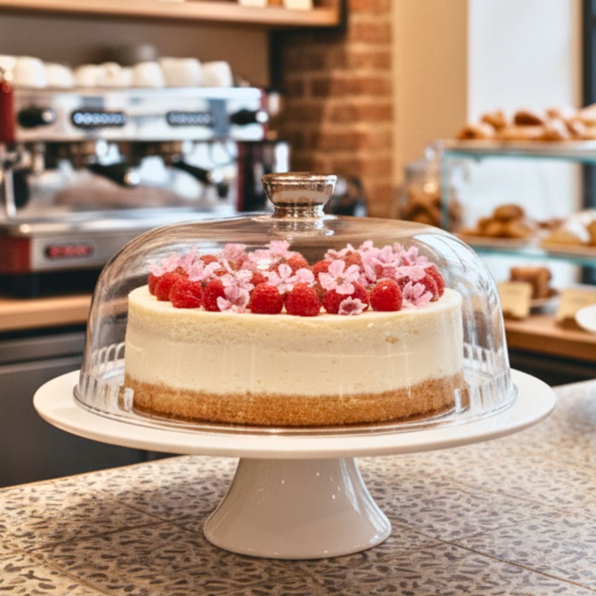 Porta Torta Cerámica Loza Blanco con Tapa Acrílica 26cm PACK x2 Expositor Profesional para Postres, marca GENERICO - Foto 2