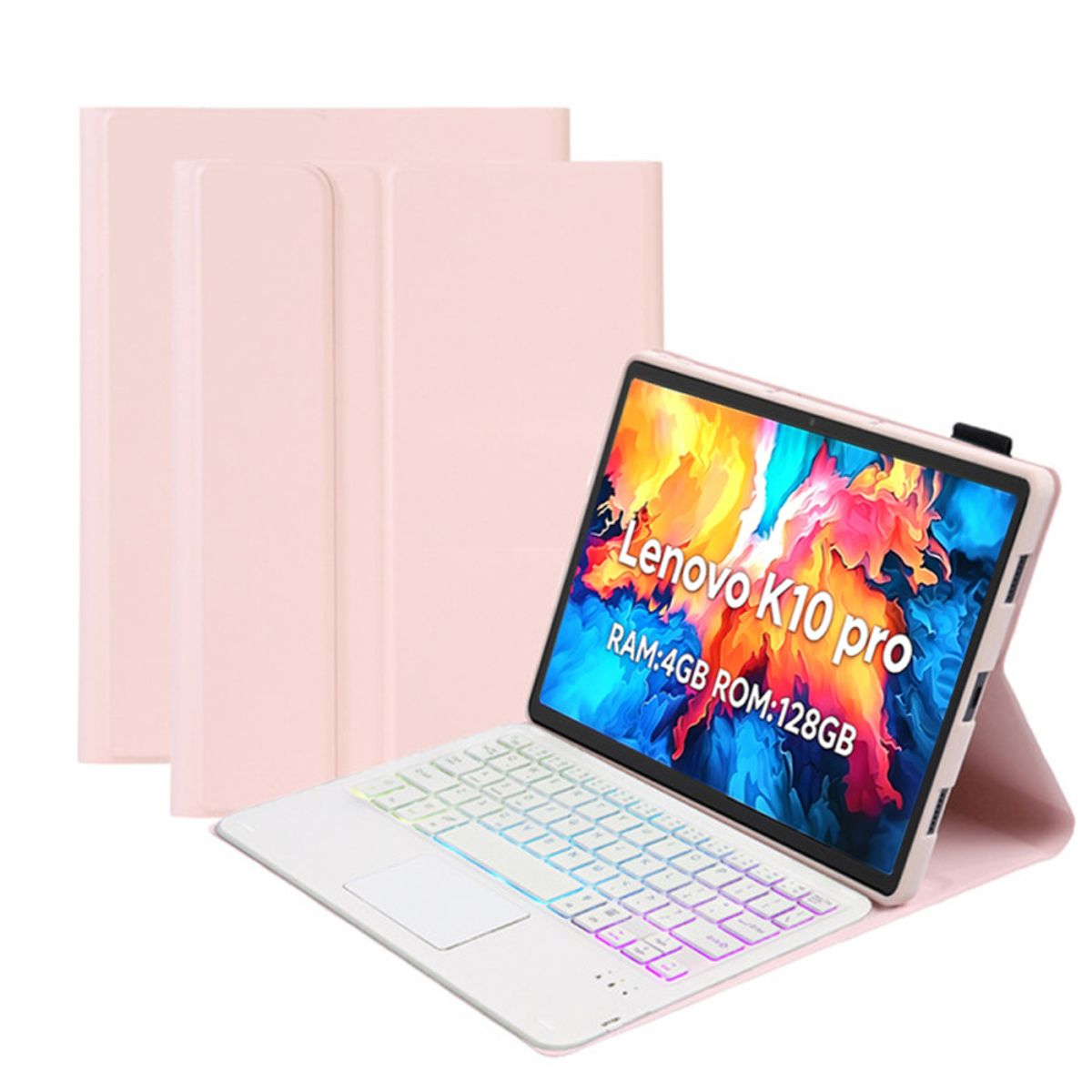 LENOVO - Tablet Lenovo Pad K10 Pro 4GB+128GB 10.6“ 2KLCD MediaTek G80 7700MAh Gris+Rosado luminsos teclado