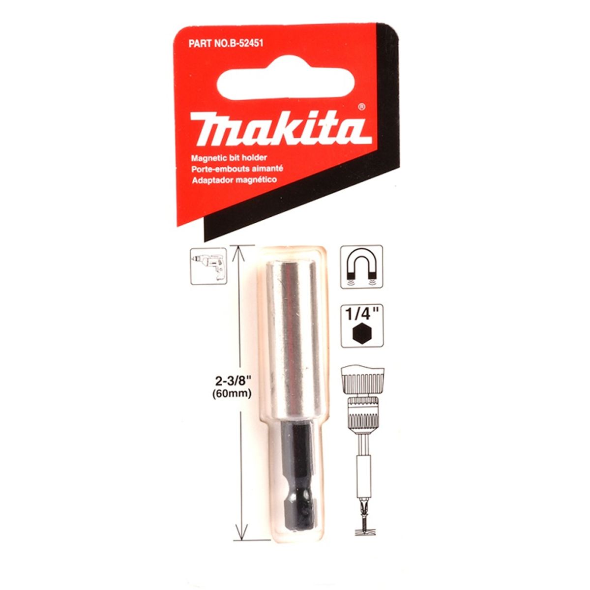 Porta Punta Makita B-52451 Magnético 14 60mm Blíster, marca MAKITA - Foto 2