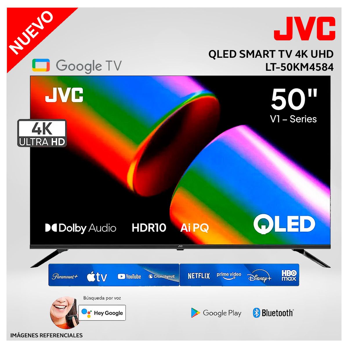 OEM - Televisor JVC 50 QLED Google TV UHD 4K LT-50KM4584