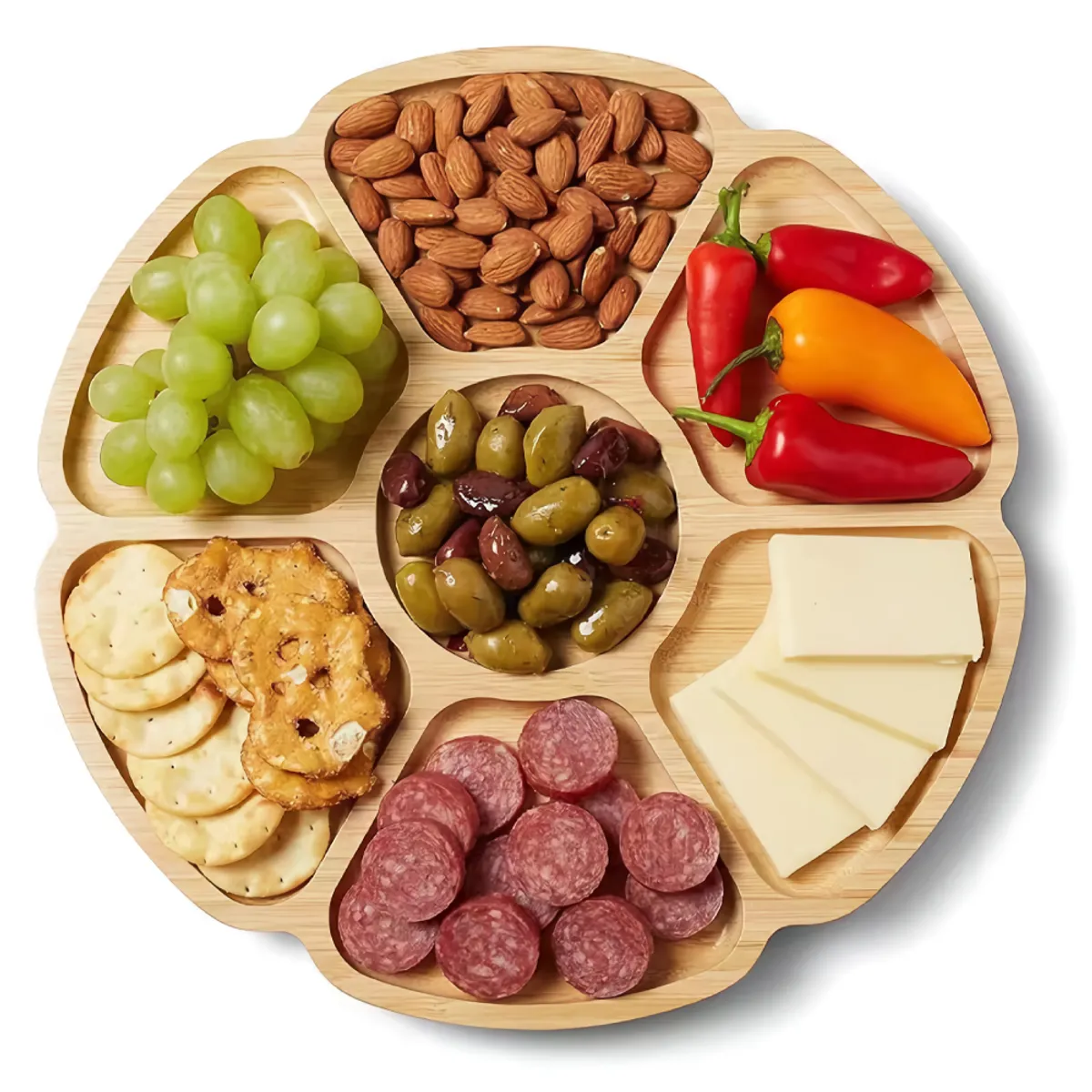 GENERICO - Tabla de Aperitivos de Bambú Diseño Flor