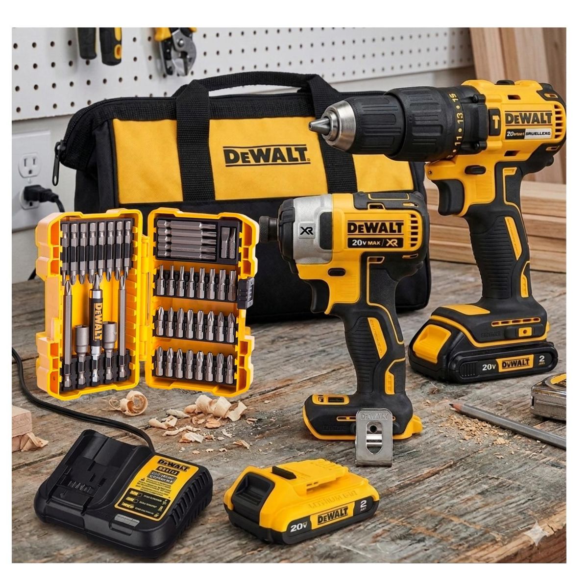 DEWALT - Taladro Percutor1/2" + Atornillador Impacto1/4" +45Pz DeWalt