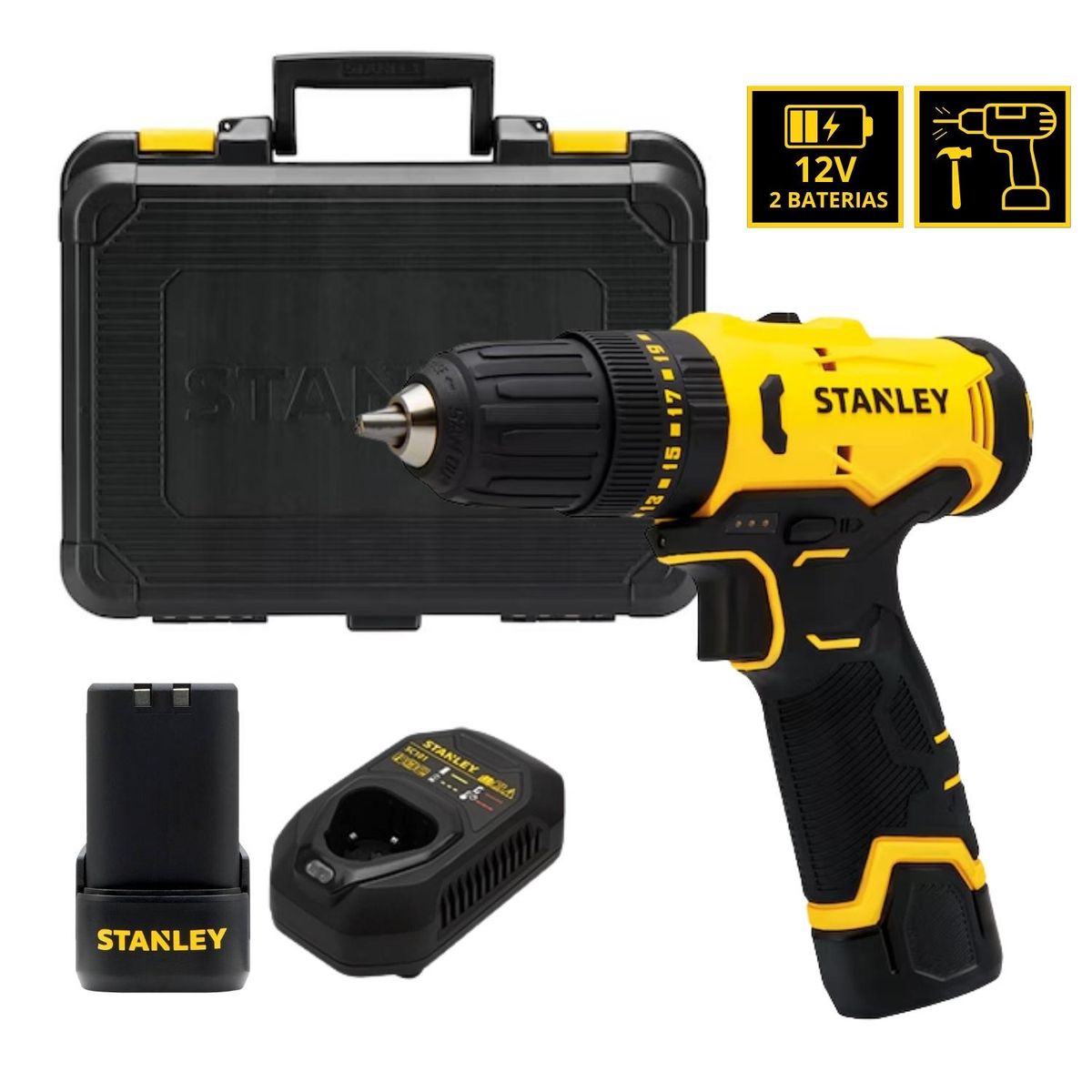 Taladro Percutor Destornillador Inalámbrico 12V Stanley, marca STANLEY - Foto Principal