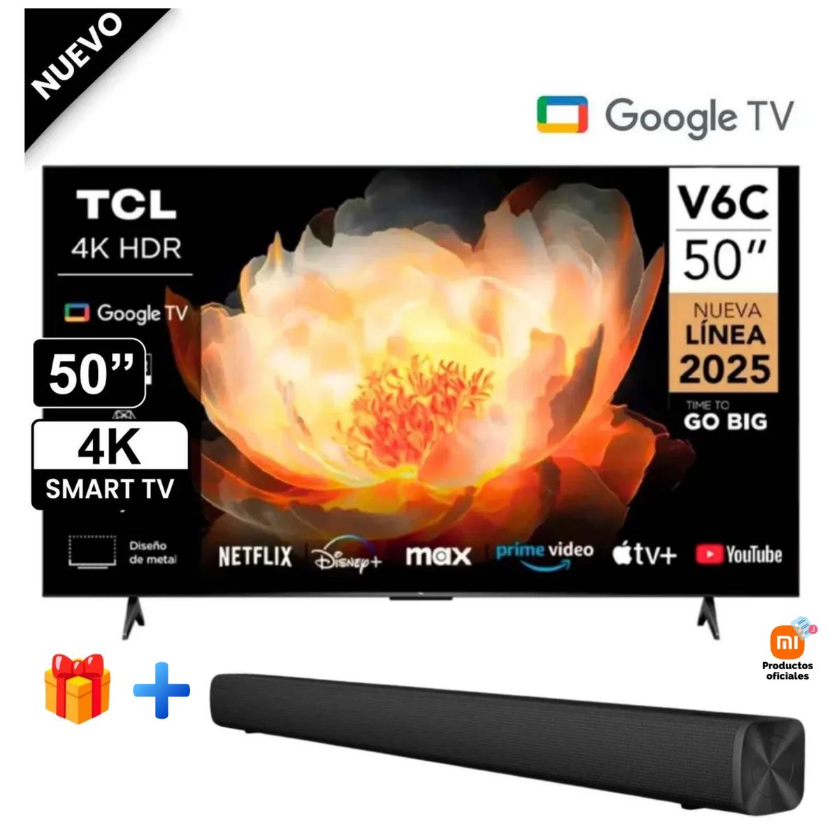 TCL - Televisor TCL 50 50V6C LED UHD 4K Smart TV + Soundbar Xiaomi