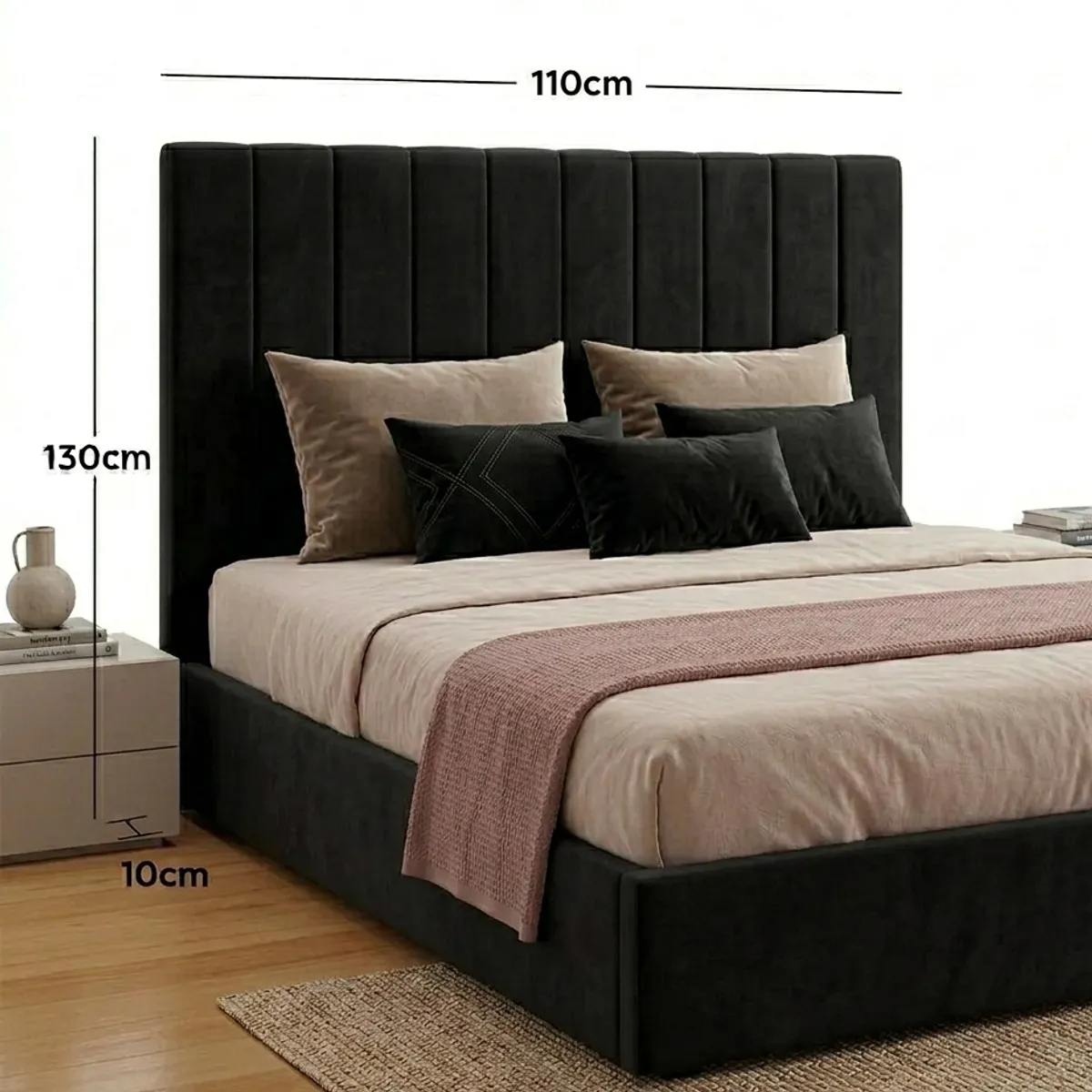 GENERICO - CAMA LINEAL OFERTA - NEGRO 2 PLAZAS