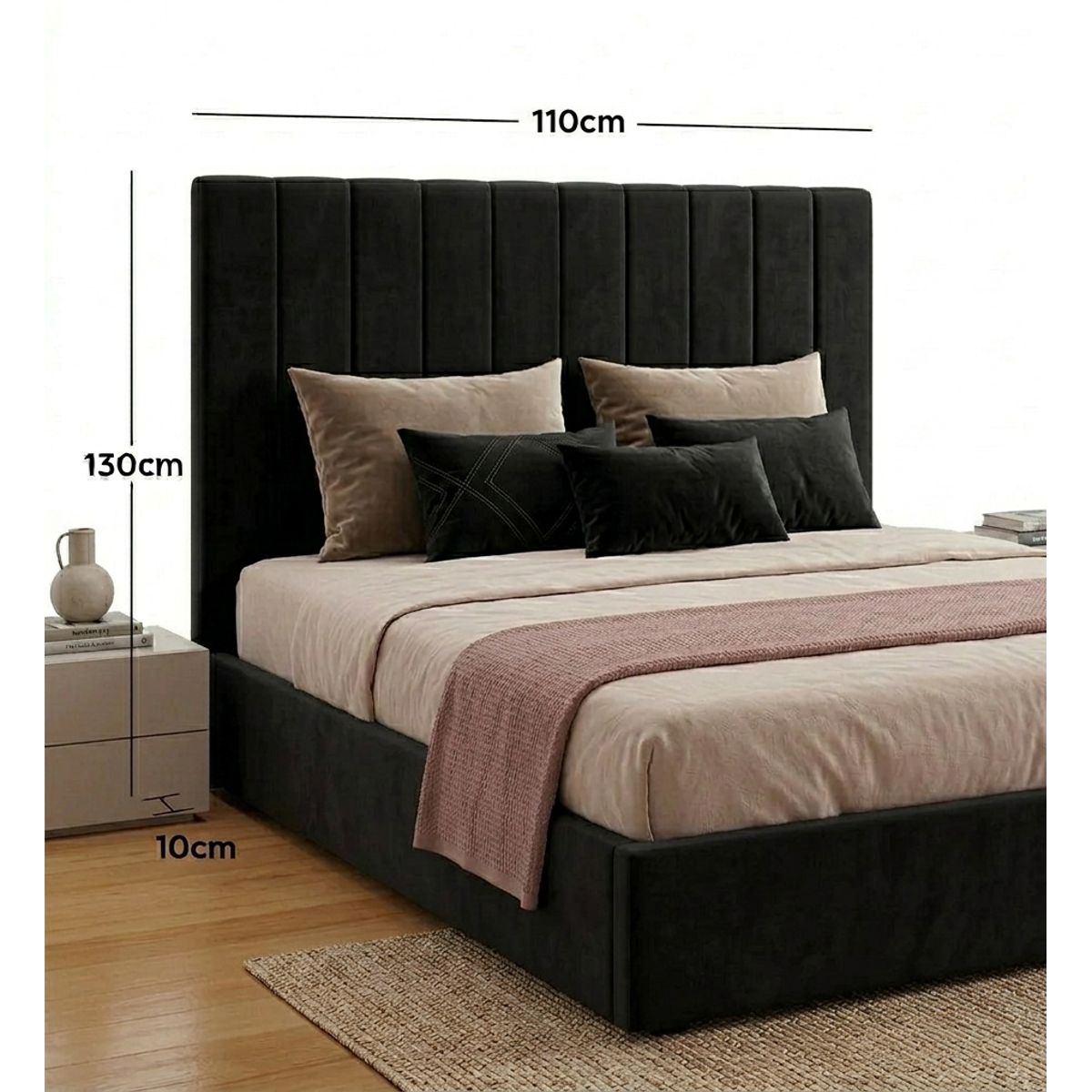 GENERICO - CAMA LINEAL OFERTA - NEGRO 2 PLAZAS