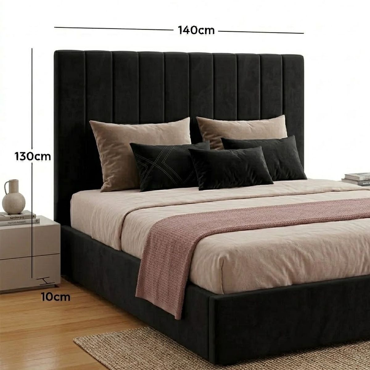 GENERICO - CAMA LINEAL OFERTA - NEGRO 2 PLAZAS