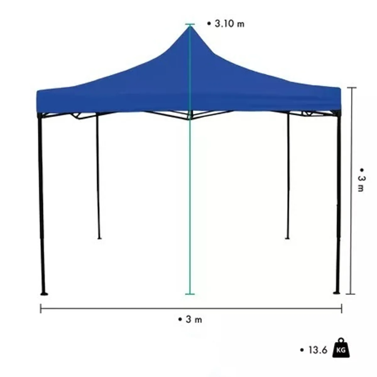 Carpa Toldo 3x3 Plegable Reforzado Impermeable para Eventos  Azul, marca UNIVERSAL - Foto 2