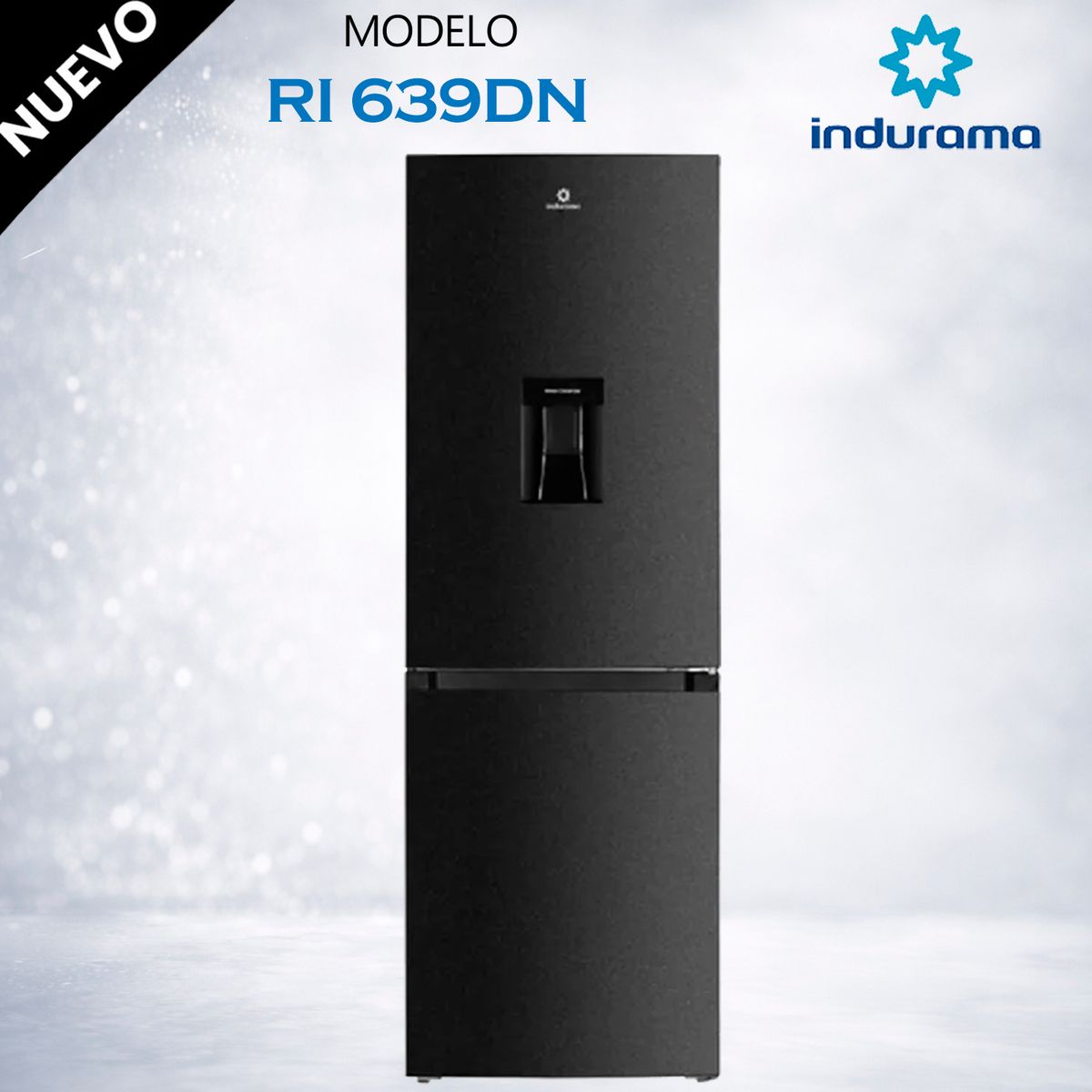 INDURAMA - REFRIGERADORA INDURAMA 320 L NEGRO BOTTOM FREEZER NO FROST – RI 639DN