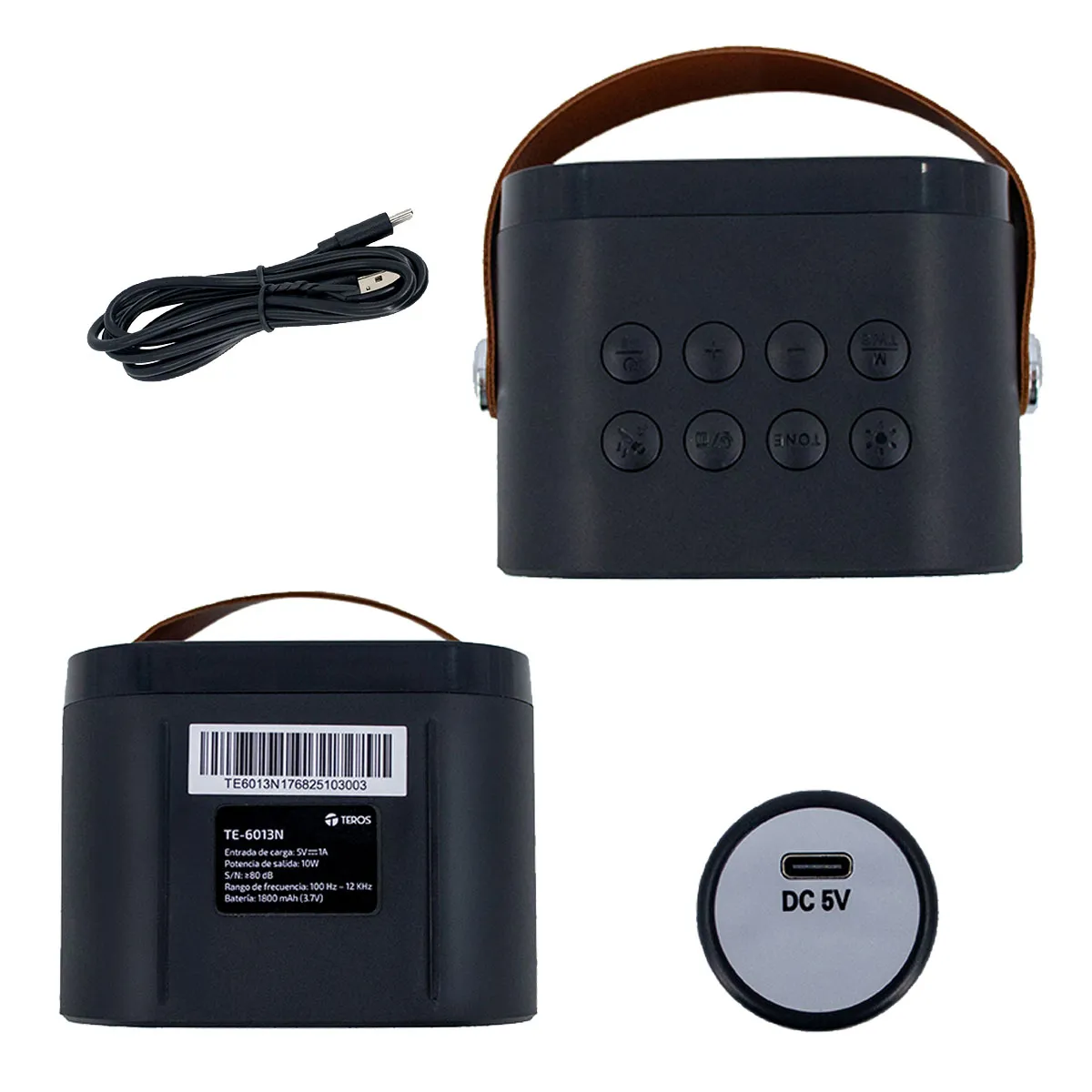 TEROS - Parlante Karaoke Inalámbrico TEROS TE-6013N, BT 5.4, 10W, USB, Iluminación LED