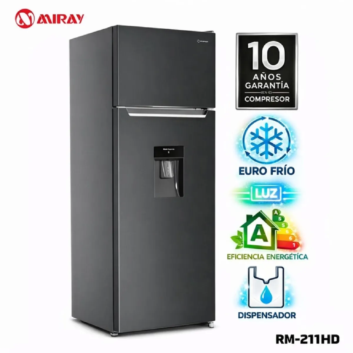 MIRAY - Refrigeradora Miray RM-211HD Eurofrío 211 L - Black Inox