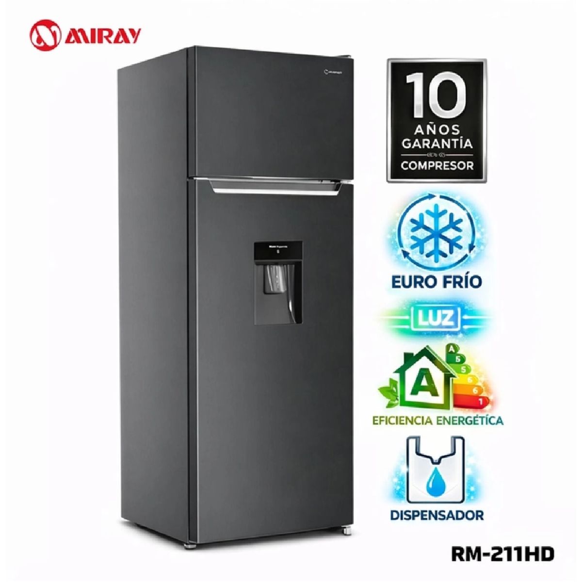 MIRAY - Refrigeradora Miray RM-211HD Eurofrío 211 L - Black Inox