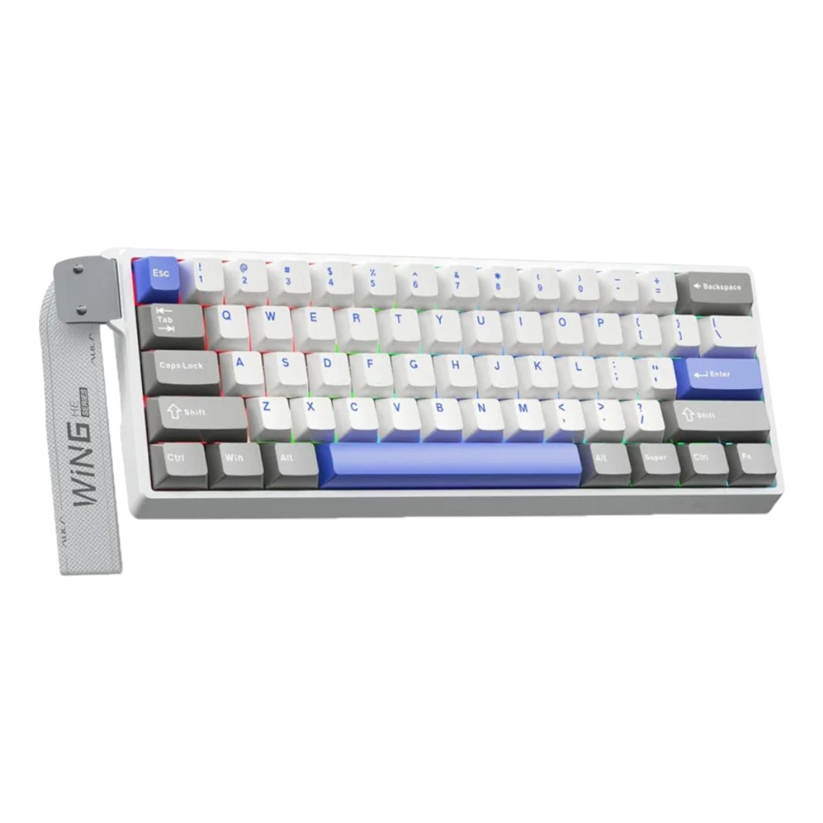 AULA - TECLADO MAGNÉTICO AULA WIN60HE MAX  INGLES  RGB  CABLEADO  BLANCO-GRIS-MORADO