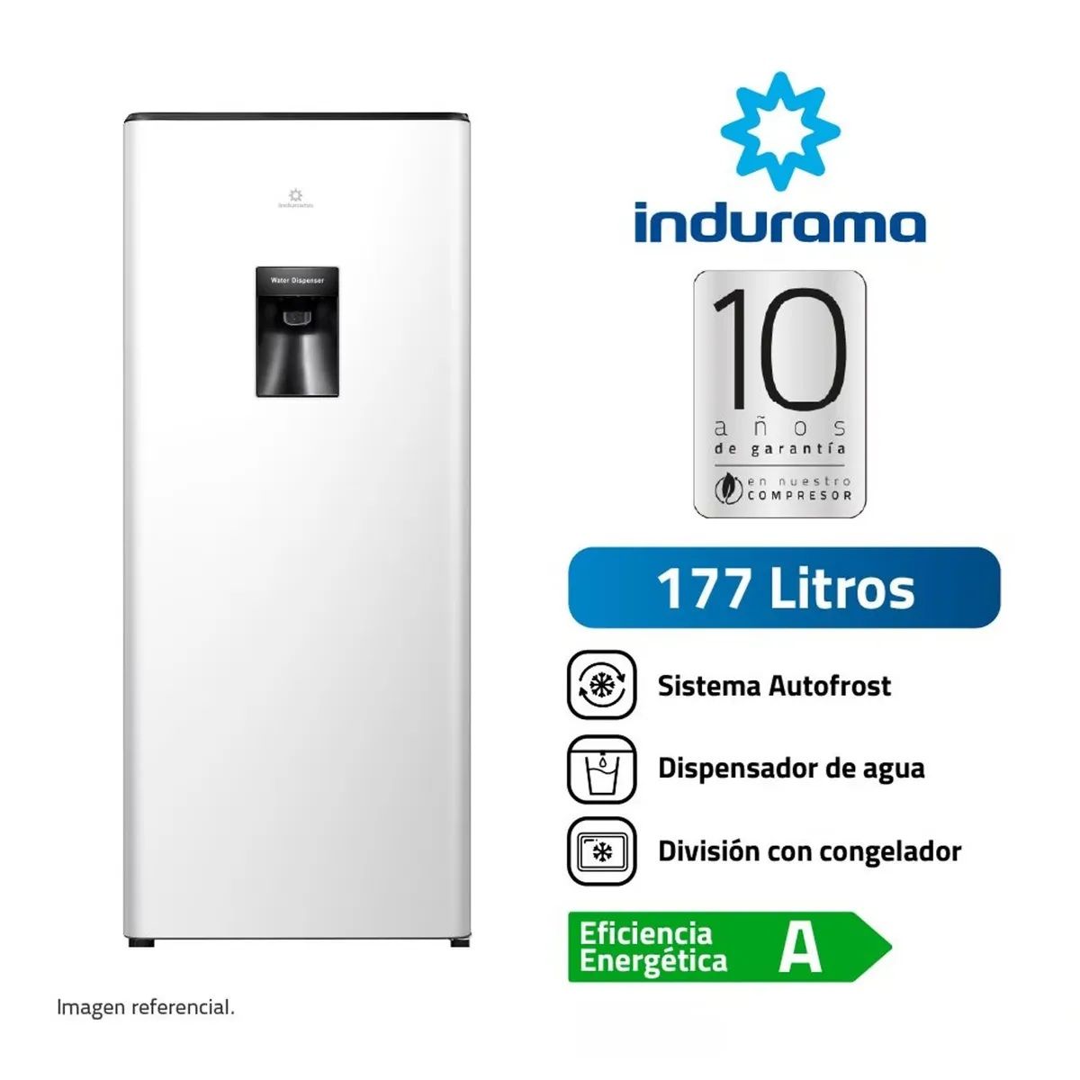 INDURAMA - REFRIGERADORA INDURAMA 177L AUTOFROST BLANCO RI-289DBL