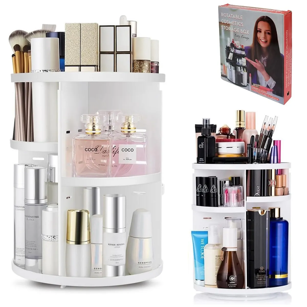 Organizador de maquillaje giratorio plastico  - Blanco, marca GENERICO - Foto Principal
