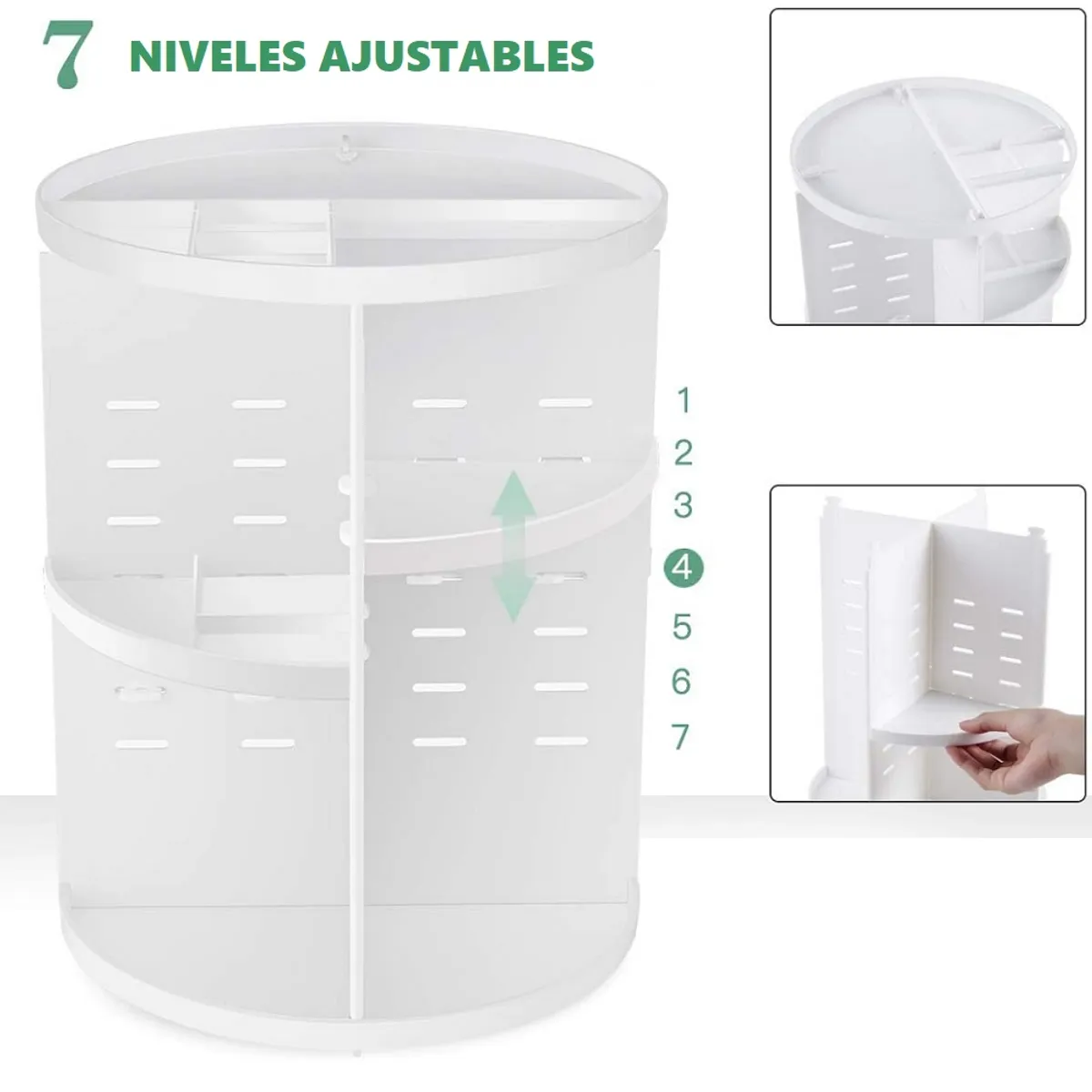 Organizador de maquillaje giratorio plastico  - Blanco, marca GENERICO - Foto 2