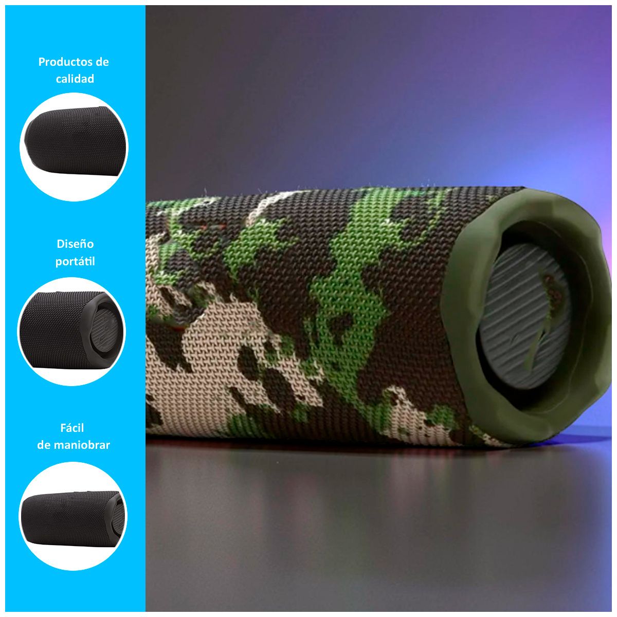 GENERICO - Parlante Bluetooth Portátil Genérico Flip 7 Verde Camuflado