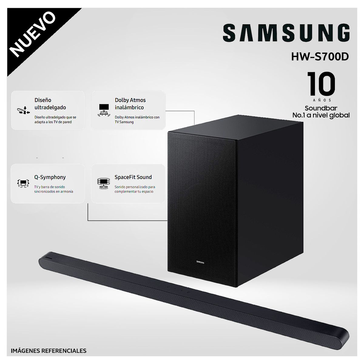 SAMSUNG - Soundbar Samsung Dolby Atmos Subwoofer Bluetooth HW-S700D