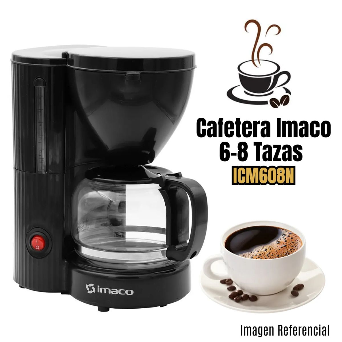 IMACO - Cafetera Eléctrica Imaco ICM608N 6 a 8 tazas negro