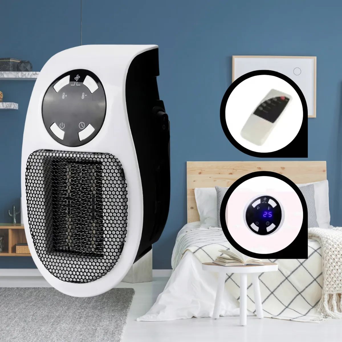 GENERICO - ESTUFA DIGITAL DE PARED 500W CON CONTROL PORTATIL