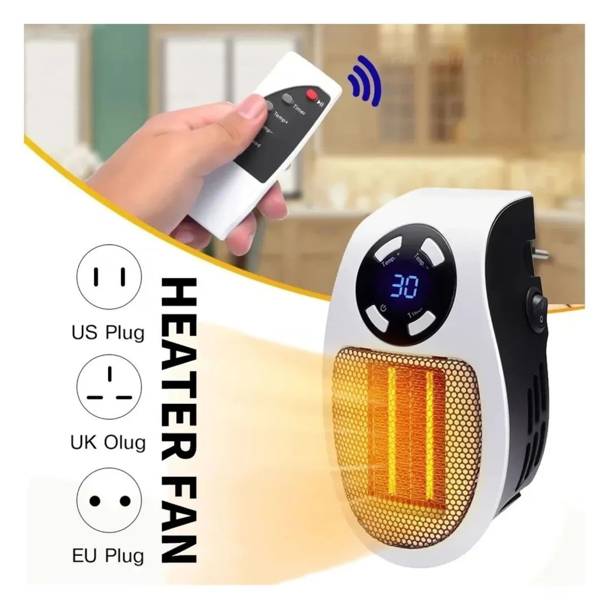 GENERICO - ESTUFA DIGITAL DE PARED 500W CON CONTROL PORTATIL