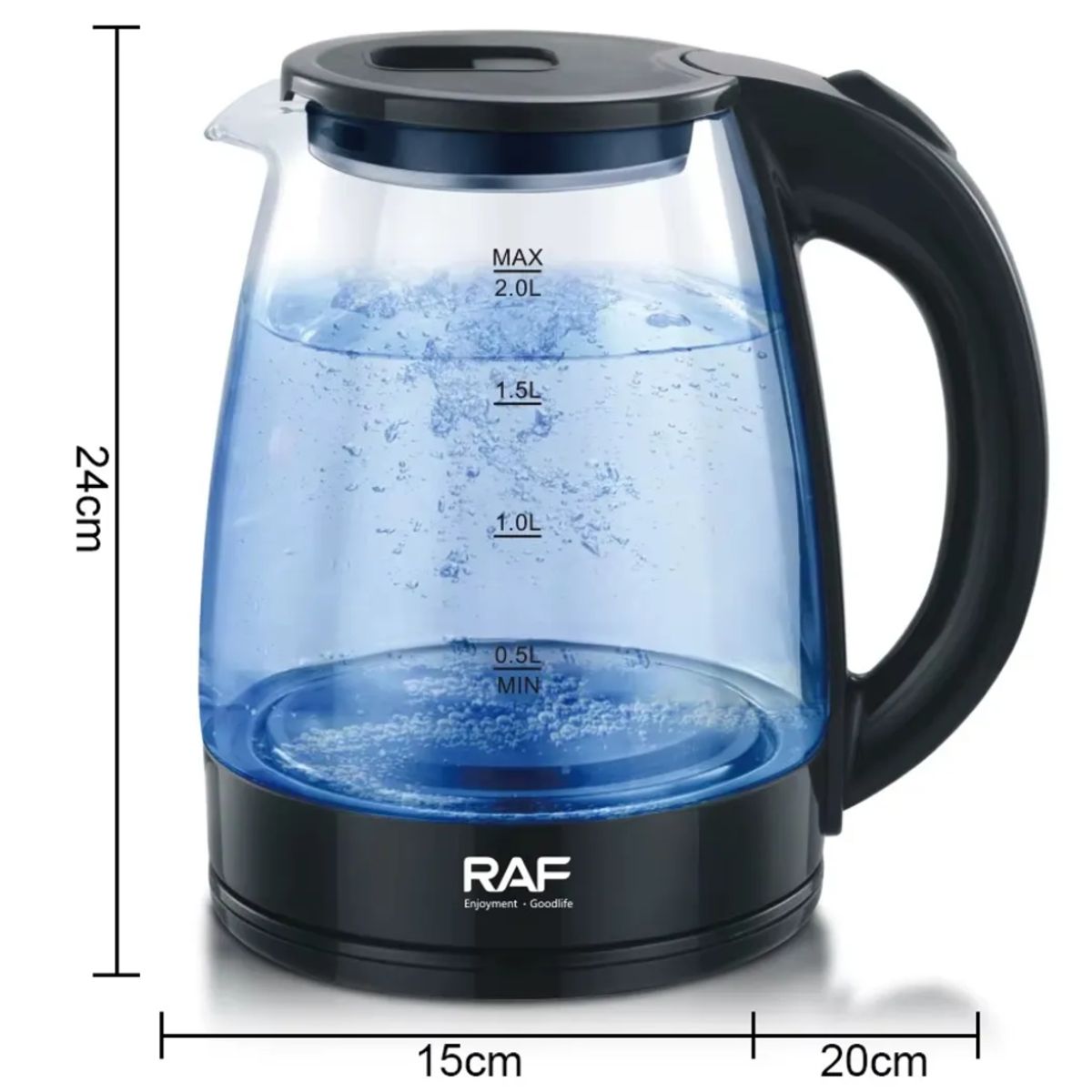 GENERICO - Jarra Hervidor de Agua Eléctrico RAF 2 Litros de Vidrio