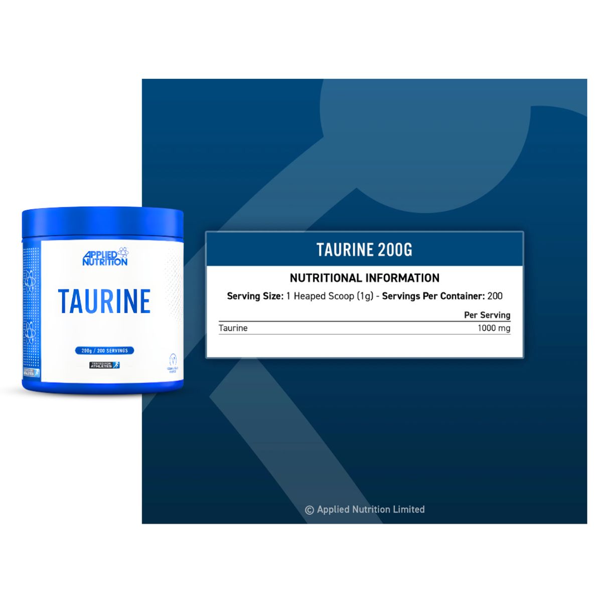 Applied Nutrition - Taurina Applied Nutrition 200 G - Taurina en Polvo - 200 Servicios