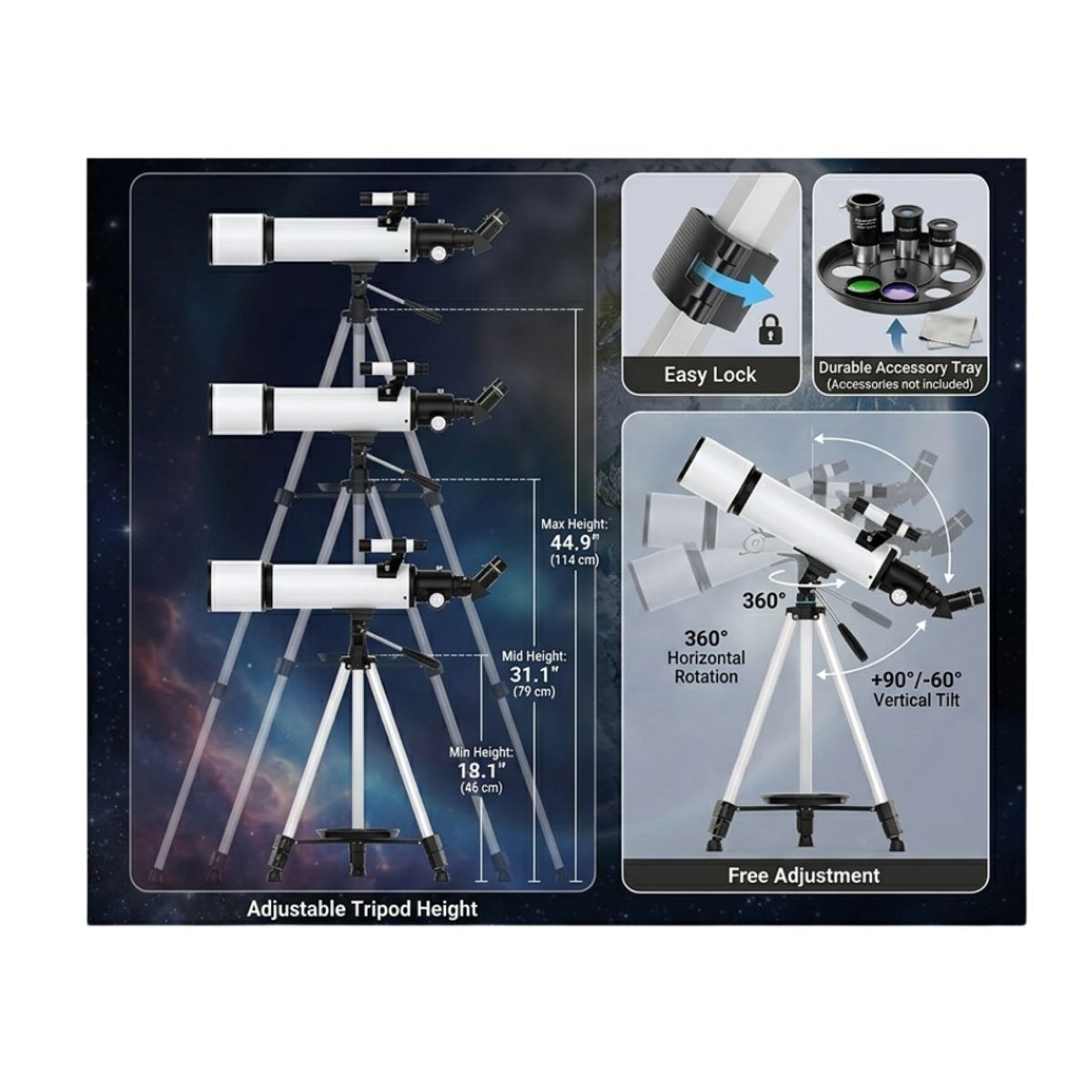 GENERICO - Telescopio de Refractancia Astronomica Alta Potencia con Tripode