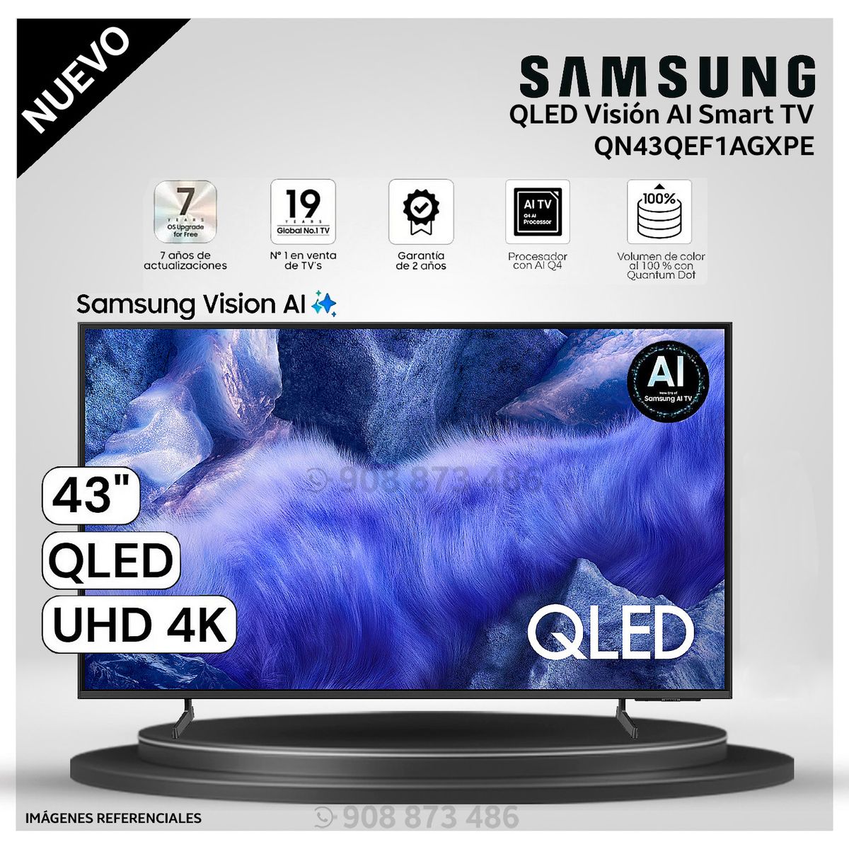 SAMSUNG - Televisor Samsung 43 Pulg. QLED Smart UHD 4K Vision Ai QN43QEF1AGXPE Modelo NUEVO