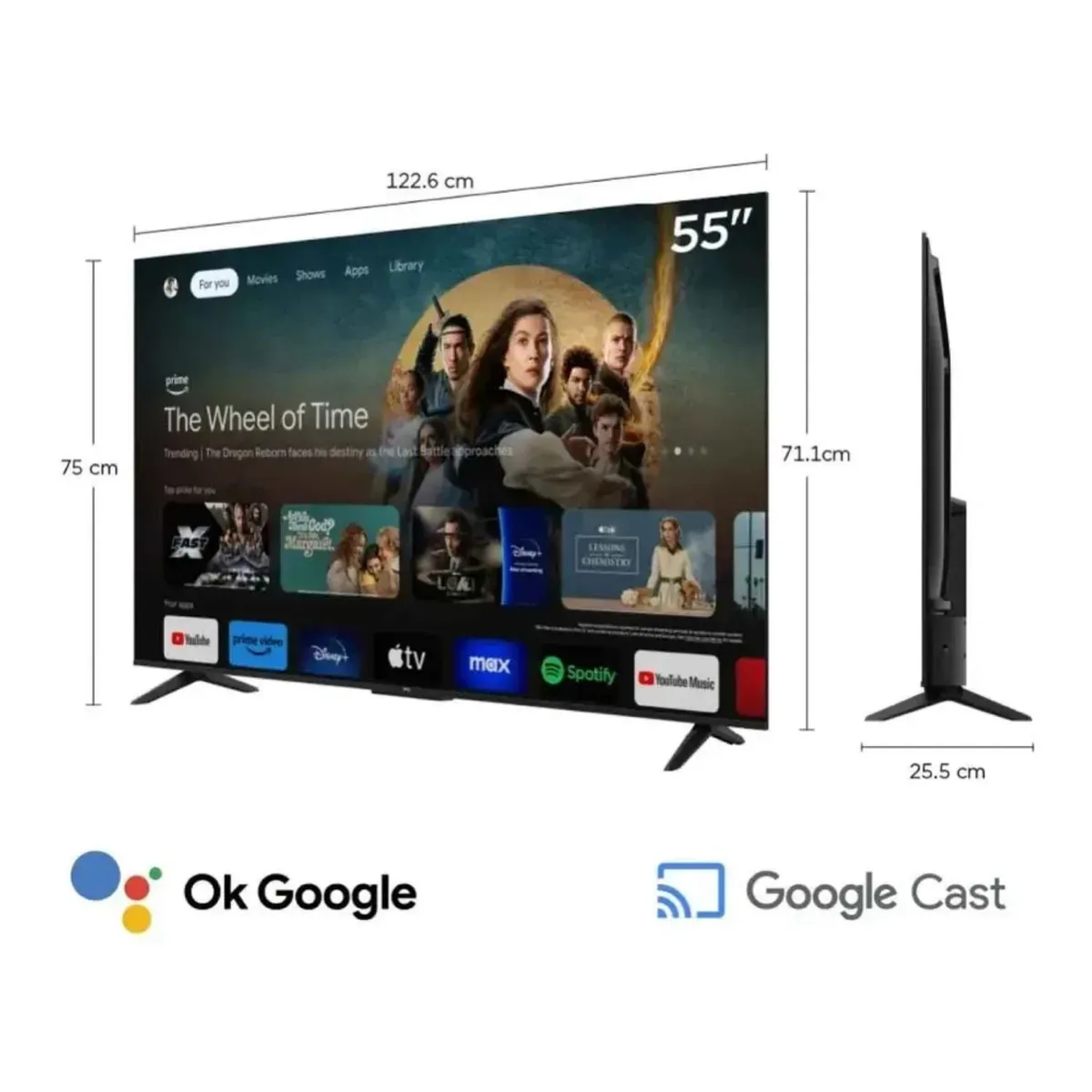 TCL - Televisor TCL 55"  Pulg.  UHD 4K Google TV 55P6K Smart TV - Negro