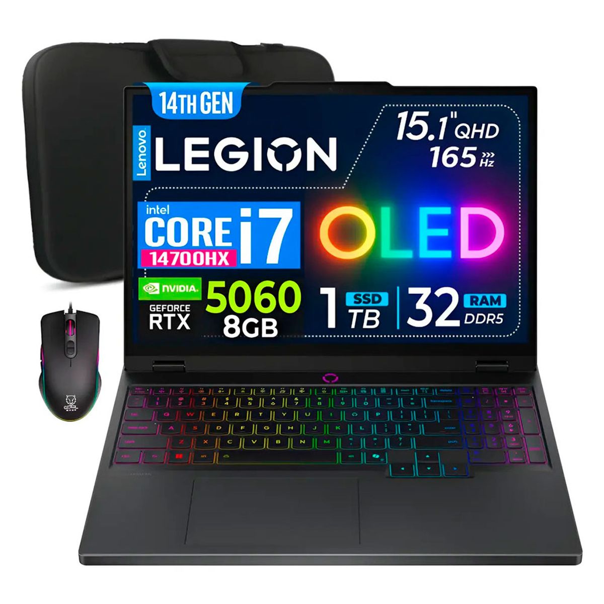 LENOVO - Laptop Lenovo Legion 5 Oled Core i7-14700hx 32gb Ram 1tb Ssd Nvidia 8gb Rtx5060, 15.1 WQXGA 165Hz