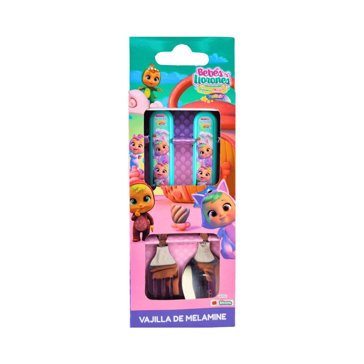SCOOL - Set de Cubiertos Infantiles BABY CRY Acero Inoxidable