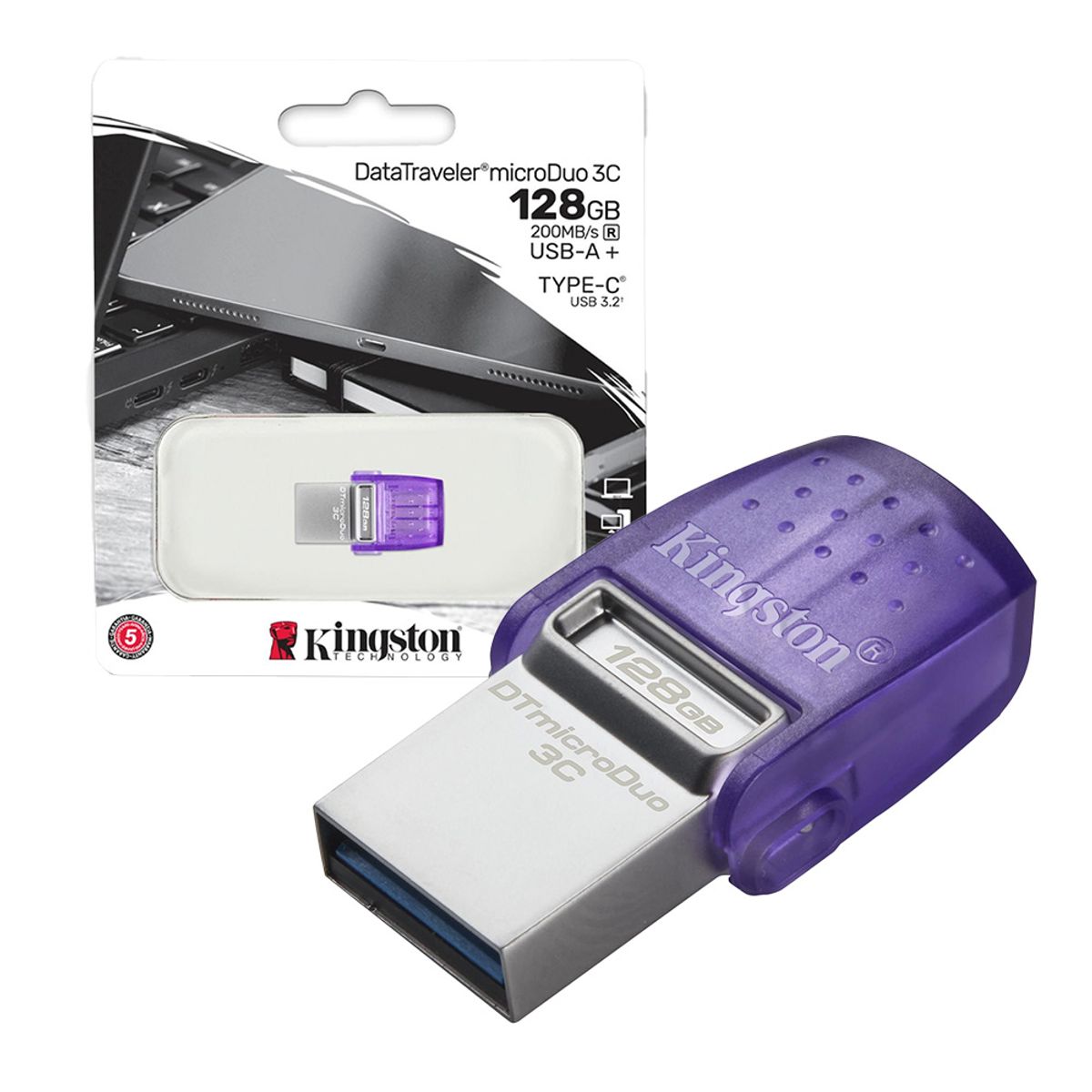 KINGSTON - Memoria USB Kingston DataTraveler microDuo 128GB USB-A + USB-C Dual USB 3.2