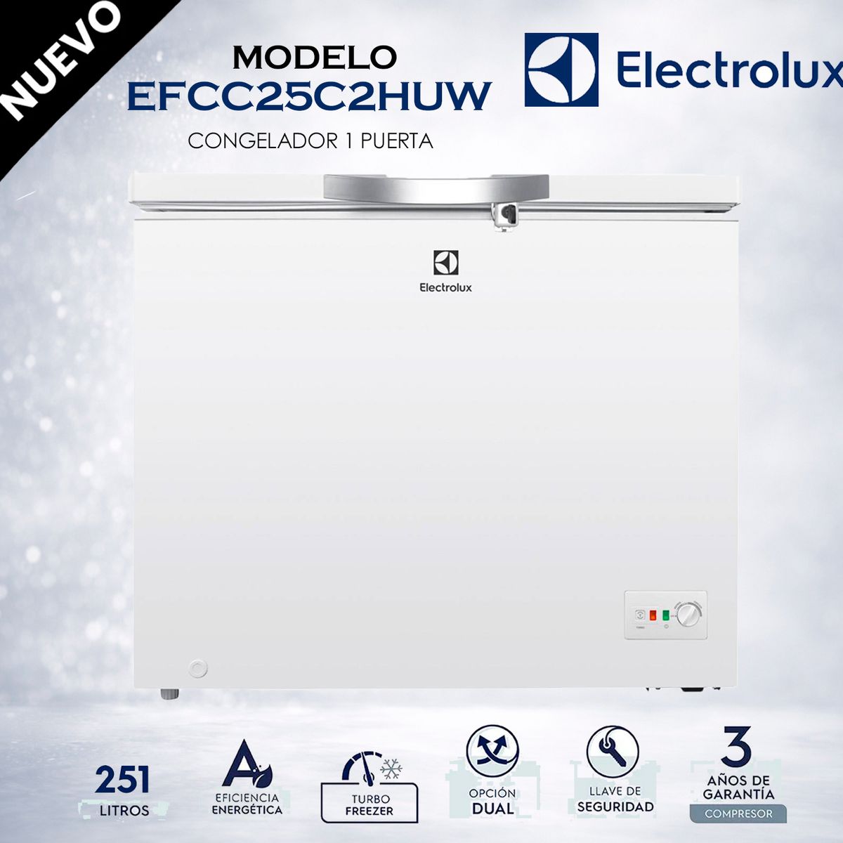 ELECTROLUX - Congelador Electrolux Horizontal Frost 251 Litros EFCC25C2HUW