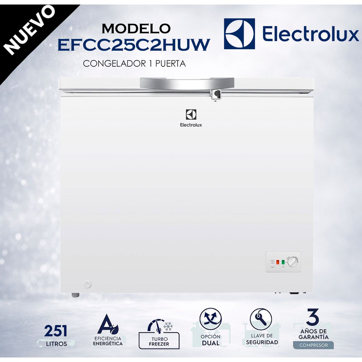 ELECTROLUX - Congelador Electrolux Horizontal Frost 251 Litros EFCC25C2HUW